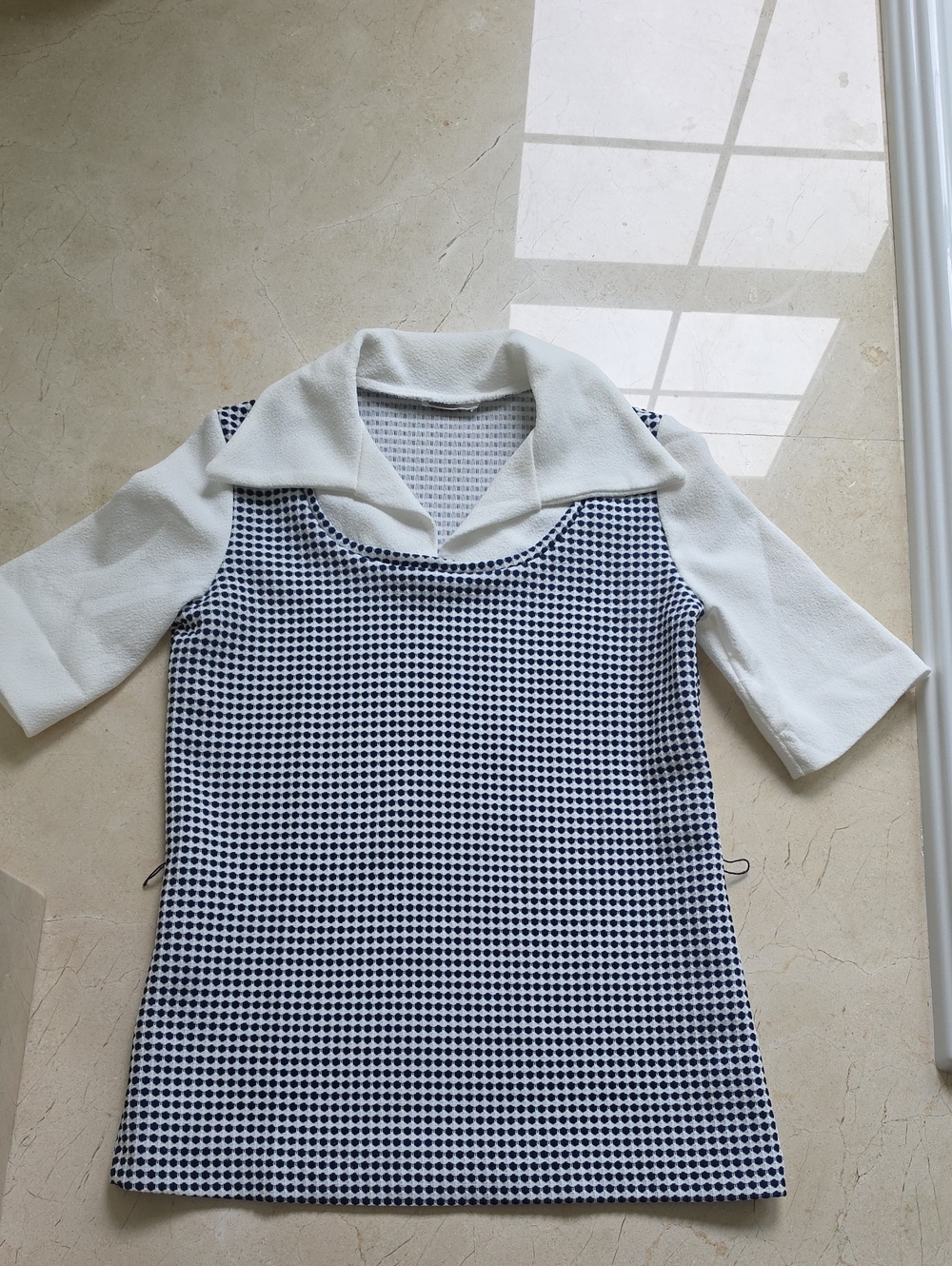 Vintage Navy & White Collared Knit Shirt